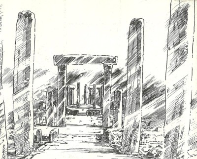 pg. 185; the small pillars directly surrounding the transfer ring are gone by TnK, leaving only the two Stonehenge formations in back